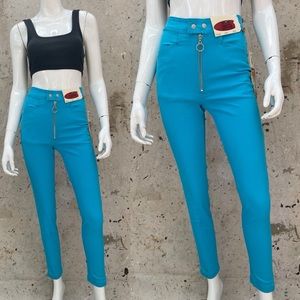 Revolt Jeans Zipper Front Stretch Skinny Jeans Blue